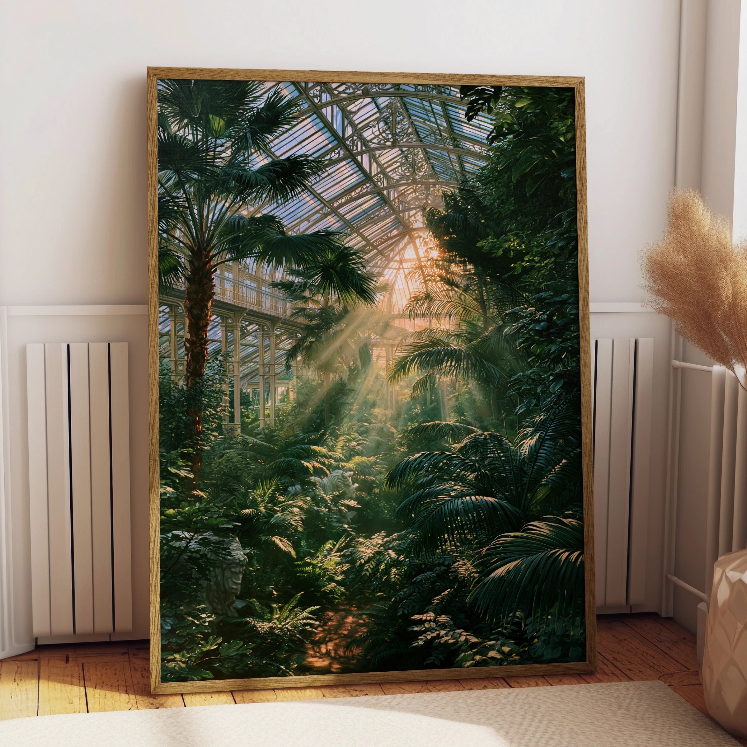 Victorian Glasshouse Poster, Botanical Garden Print, Tropical Palm Art