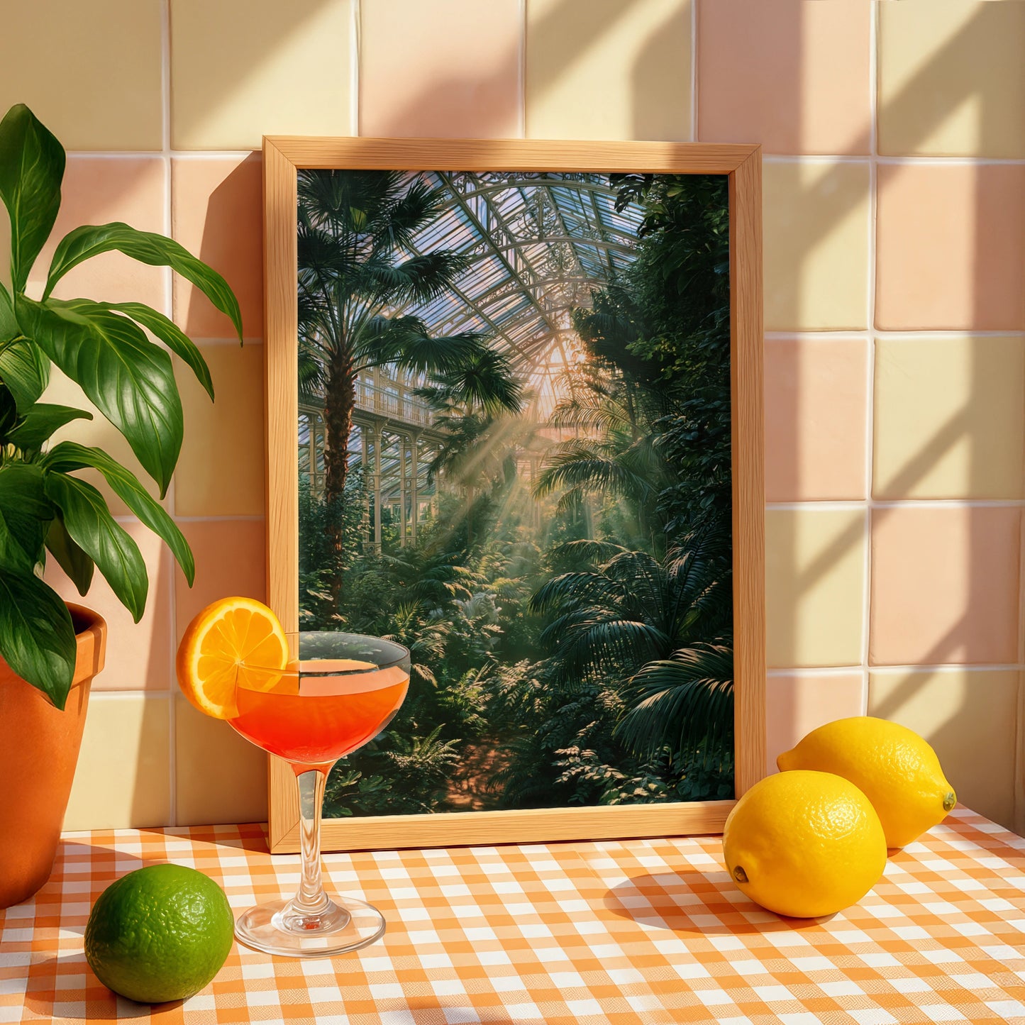 Victorian Glasshouse Poster, Botanical Garden Print, Tropical Palm Art