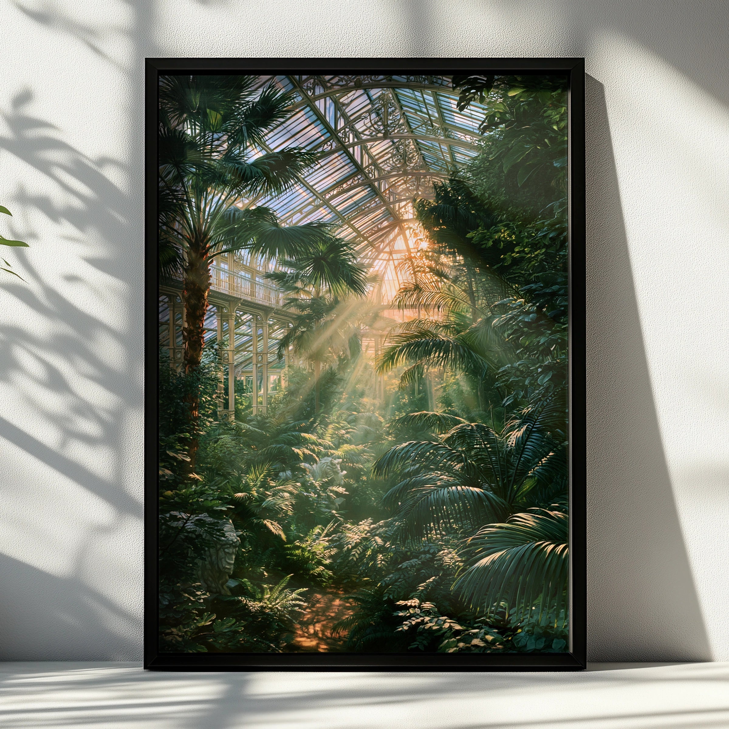 Victorian Glasshouse Poster, Botanical Garden Print, Tropical Palm Art