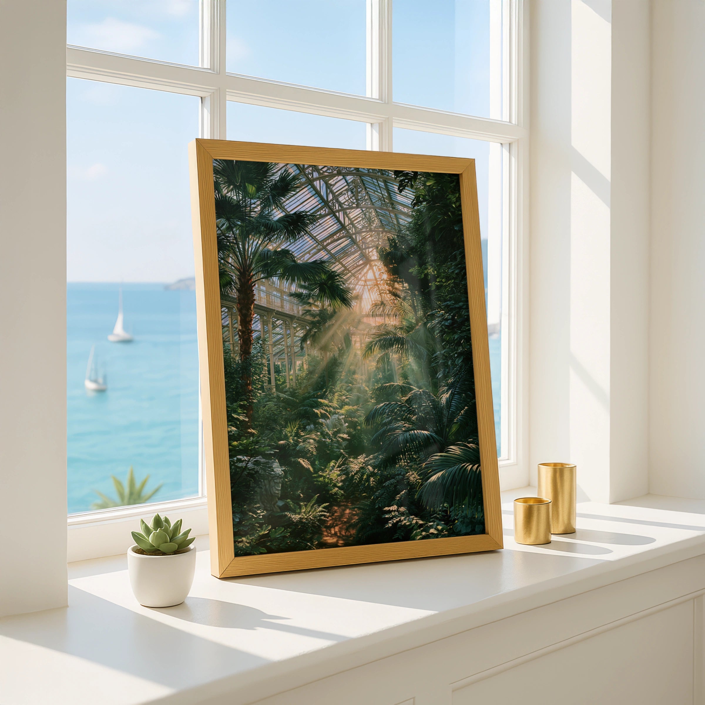 Victorian Glasshouse Poster, Botanical Garden Print, Tropical Palm Art