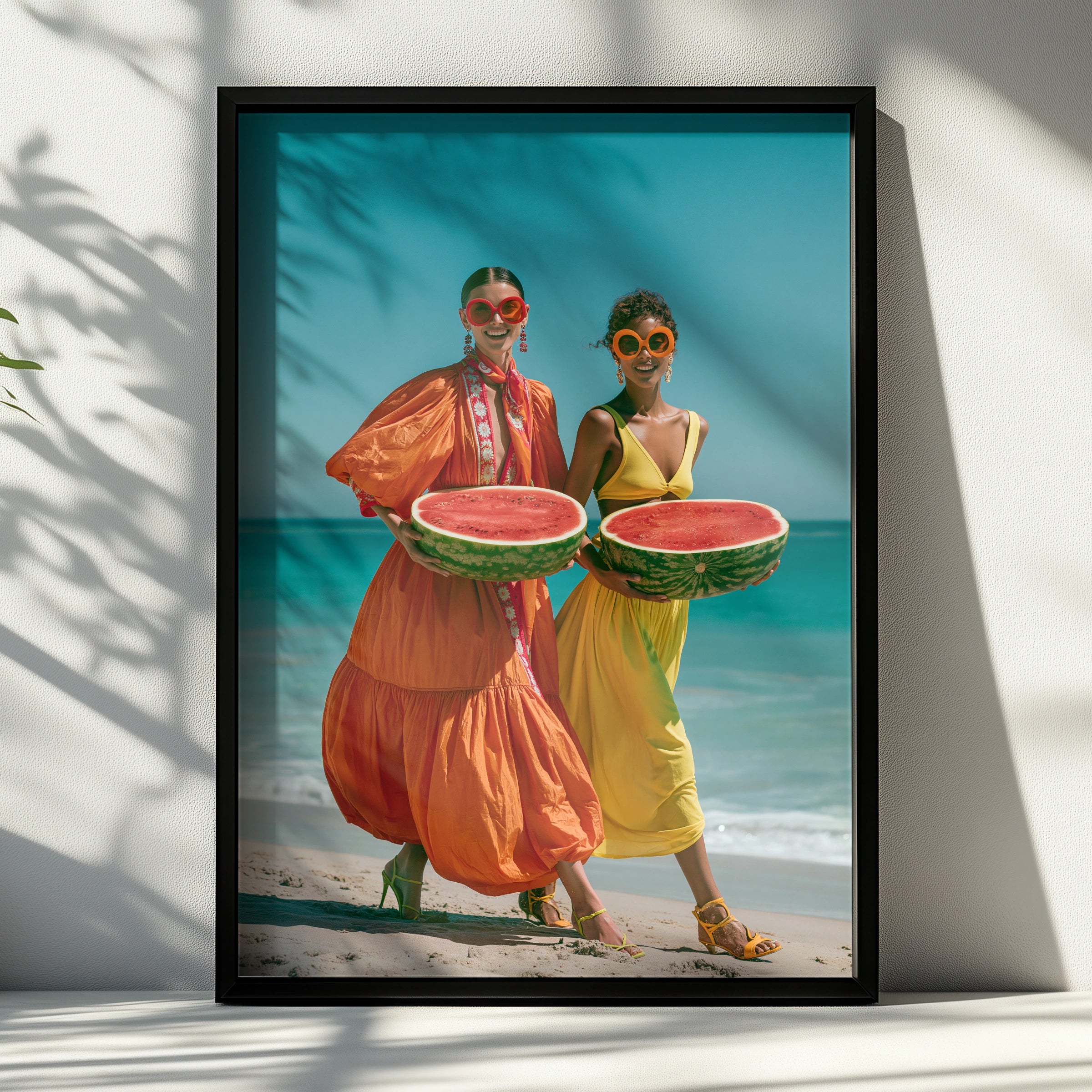 Women Watermelon Beach Poster, Colourful Summer Fashion Wall Art Print
