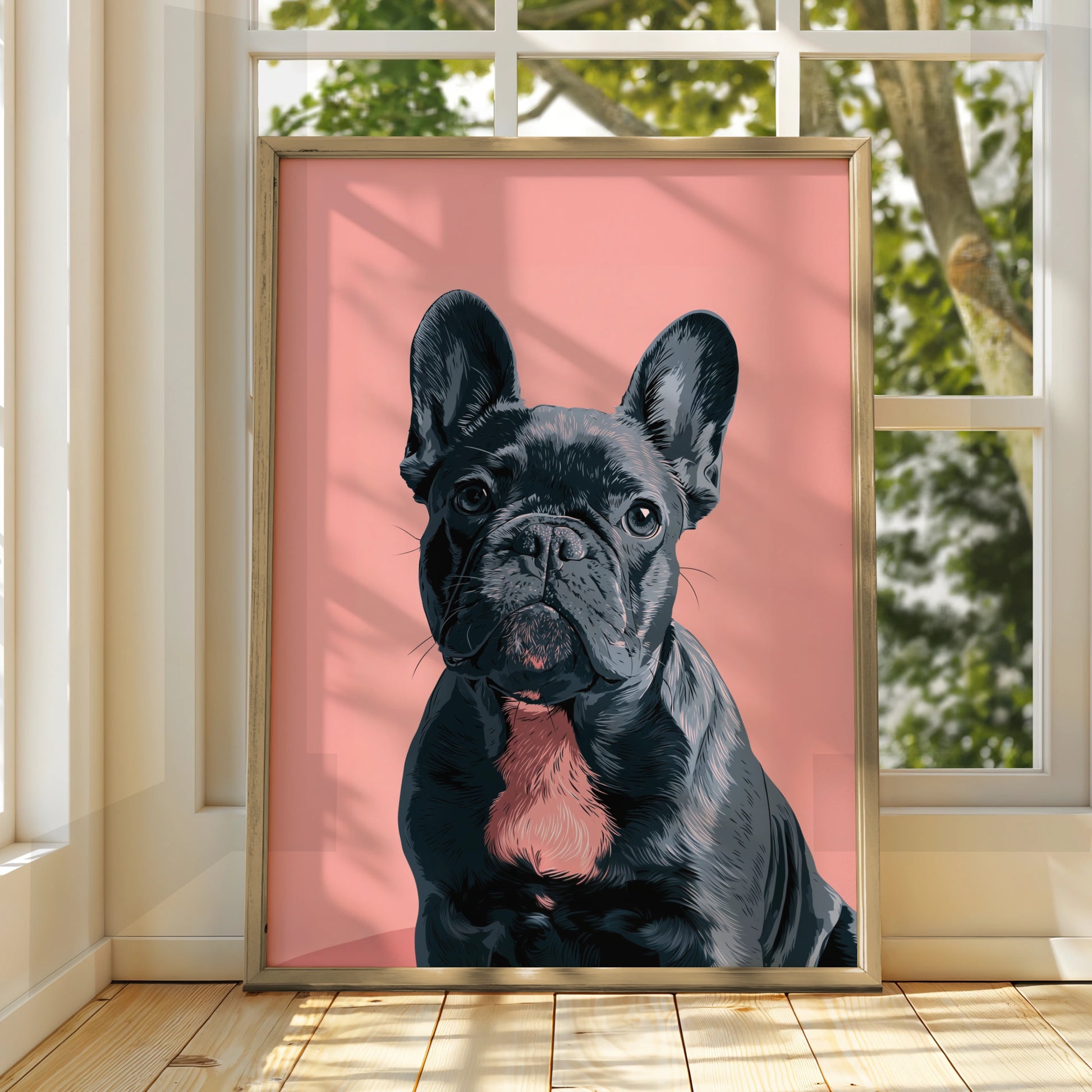 French Bulldog Poster, Pink Pop Art Print, Modern Dog Wall Art