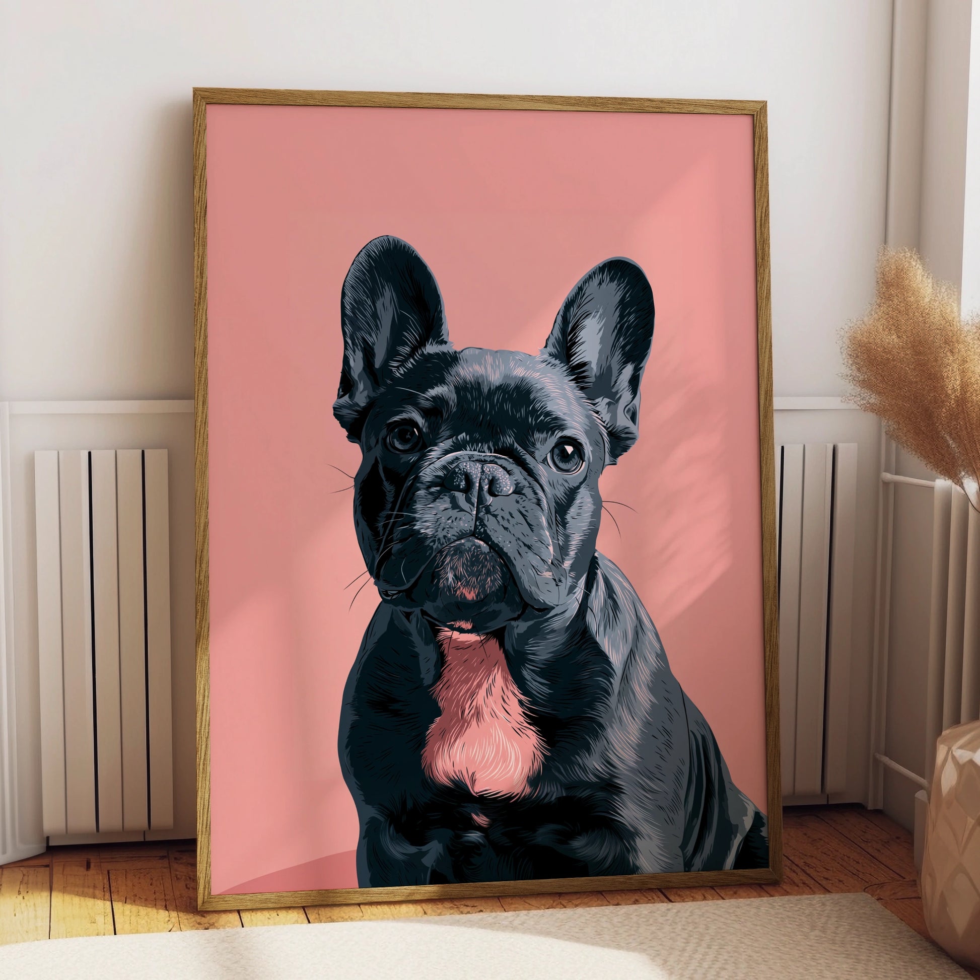 French Bulldog Poster, Pink Pop Art Print, Modern Dog Wall Art