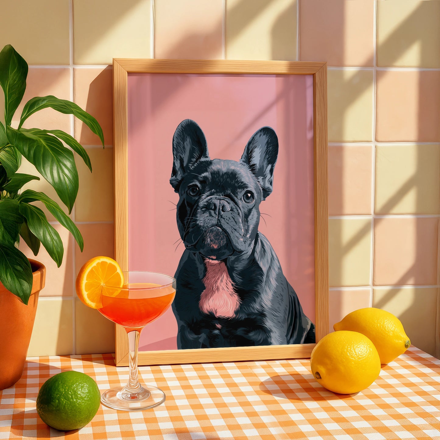 French Bulldog Poster, Pink Pop Art Print, Modern Dog Wall Art