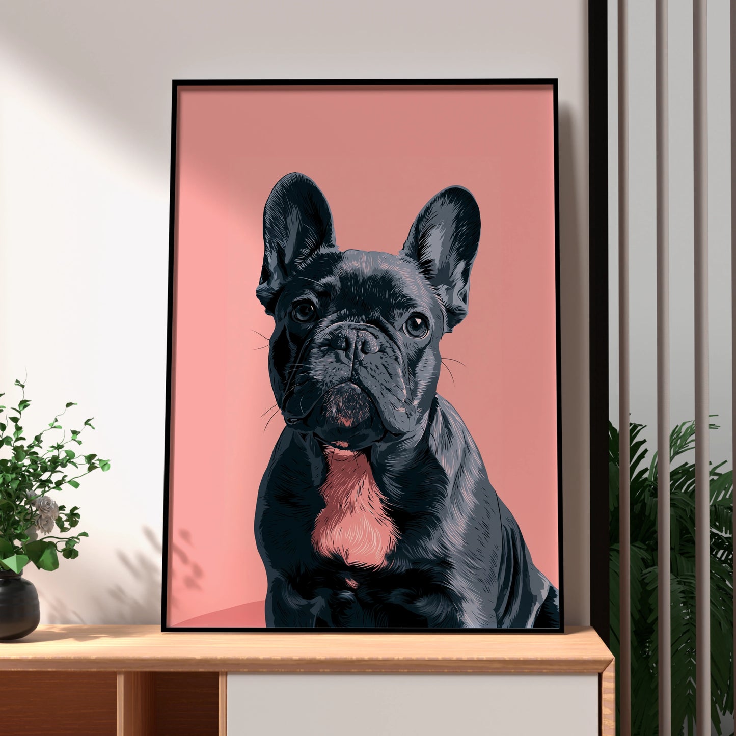 French Bulldog Poster, Pink Pop Art Print, Modern Dog Wall Art