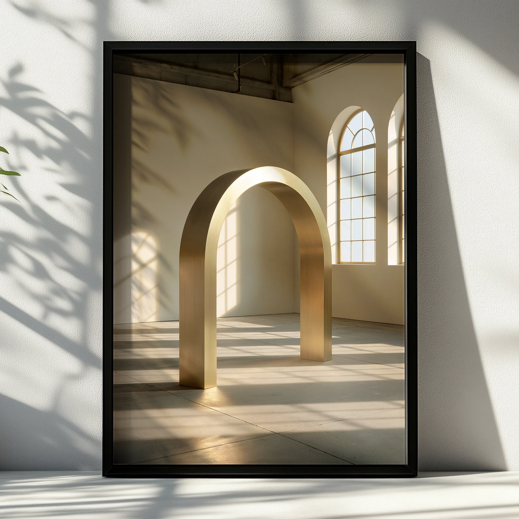 Gold Arch Architecture Poster, Minimalist Wall Art, Modern Interior Print