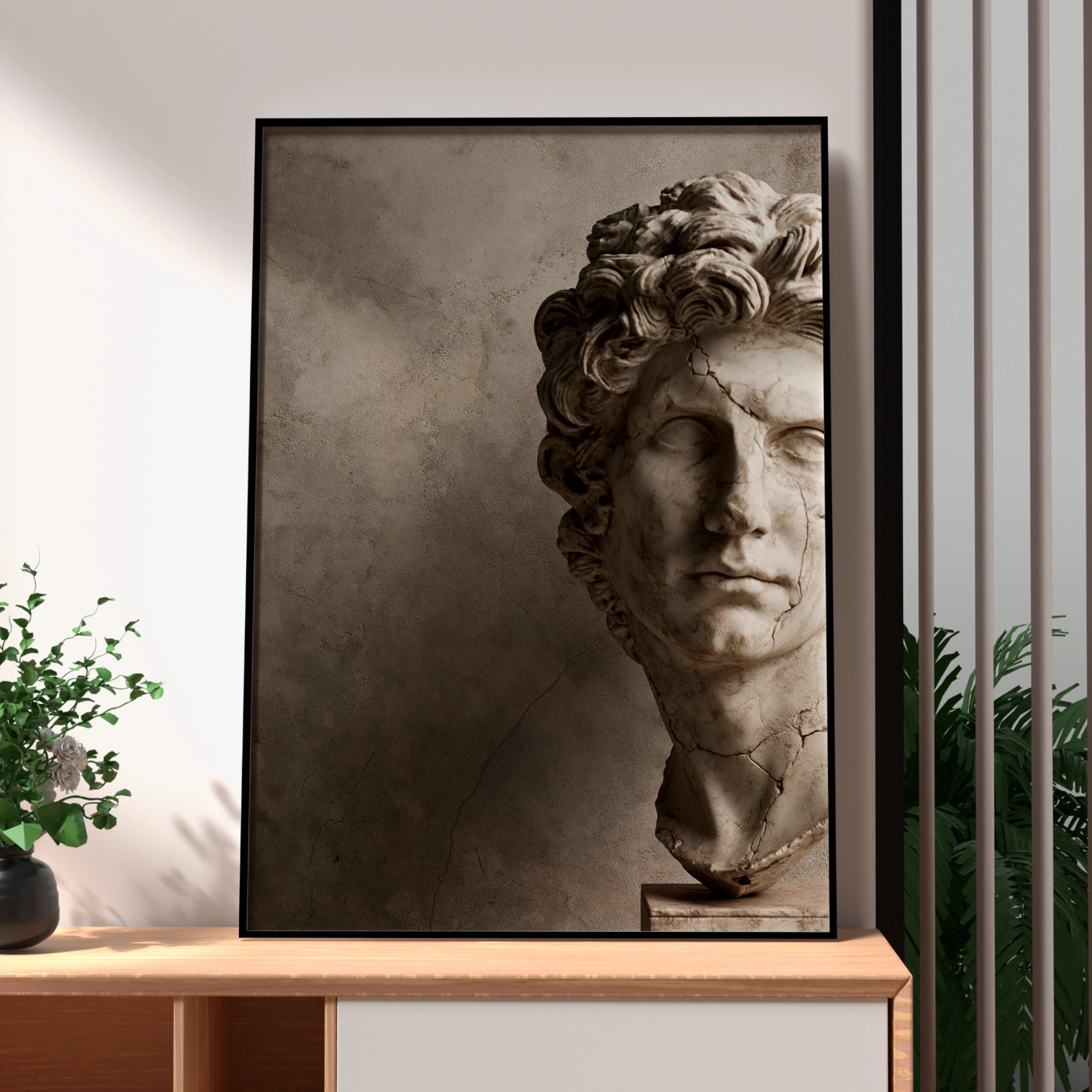 Roman Marble Bust Poster, Classical Sculpture Wall Art, Neoclassical Print