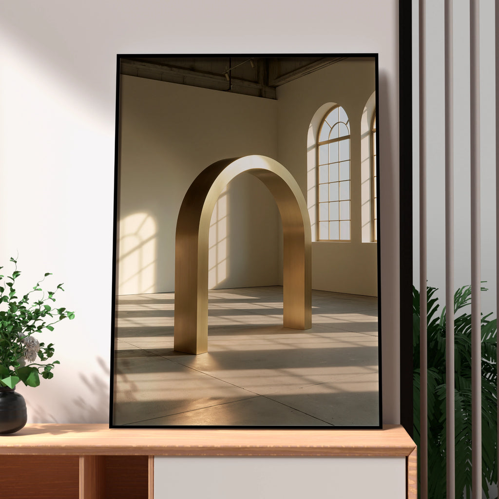 Gold Arch Architecture Poster, Minimalist Wall Art, Modern Interior Print