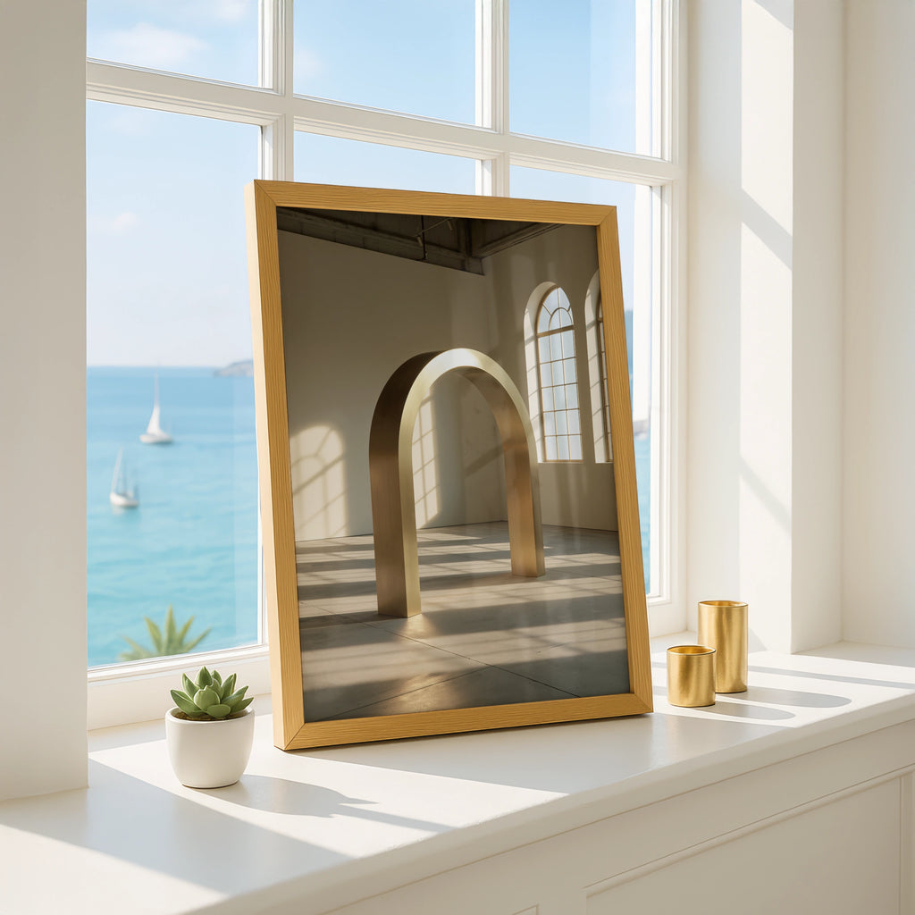 Gold Arch Architecture Poster, Minimalist Wall Art, Modern Interior Print