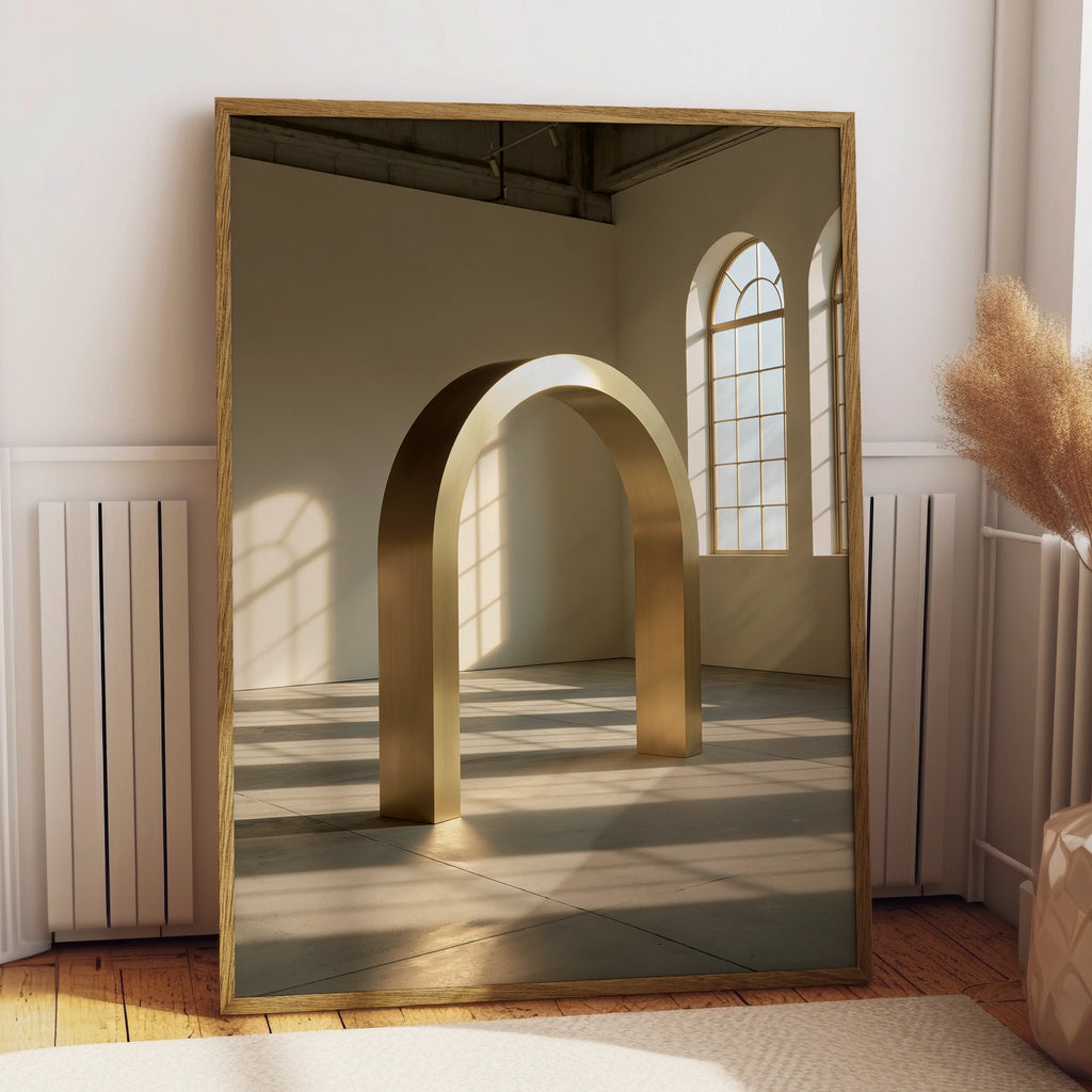 Gold Arch Architecture Poster, Minimalist Wall Art, Modern Interior Print