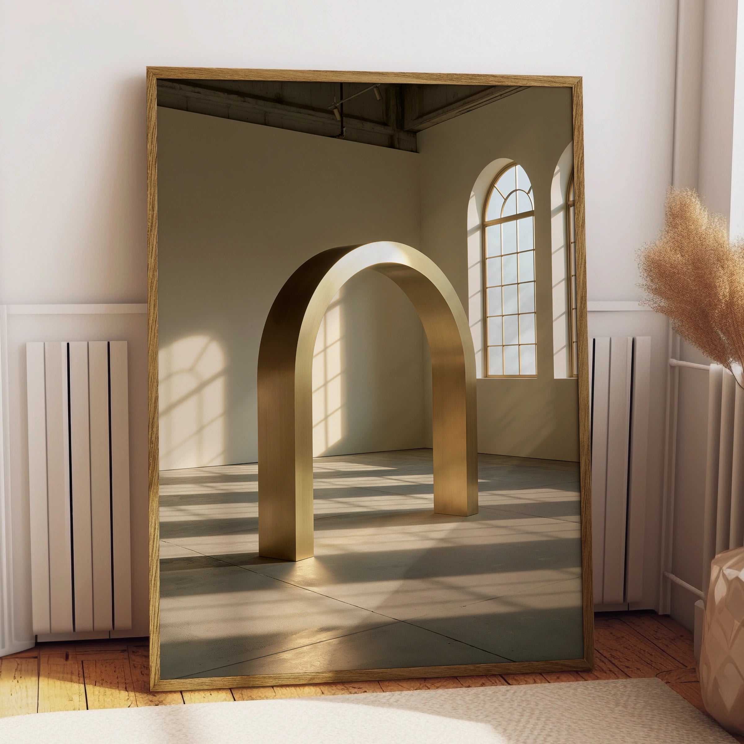 Gold Arch Architecture Poster, Minimalist Wall Art, Modern Interior Print
