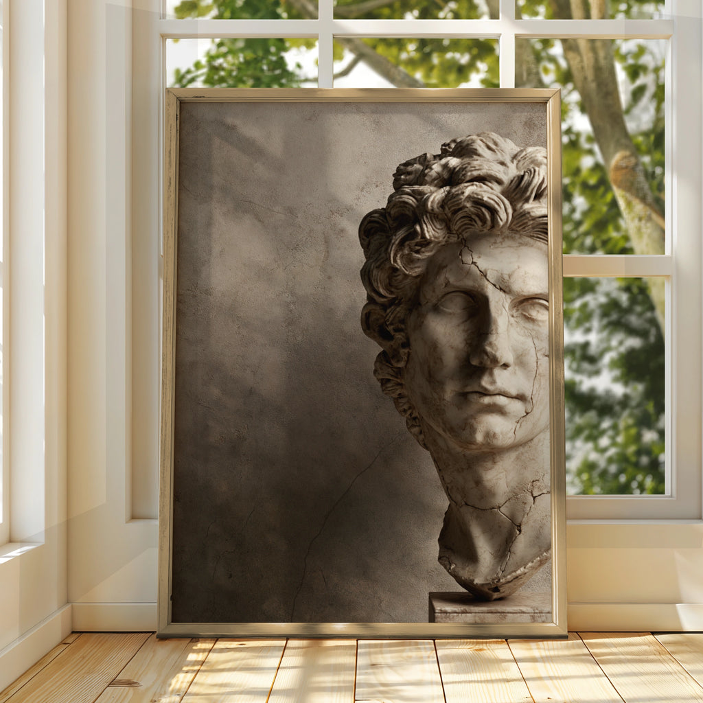 Roman Marble Bust Poster, Classical Sculpture Wall Art, Neoclassical Print