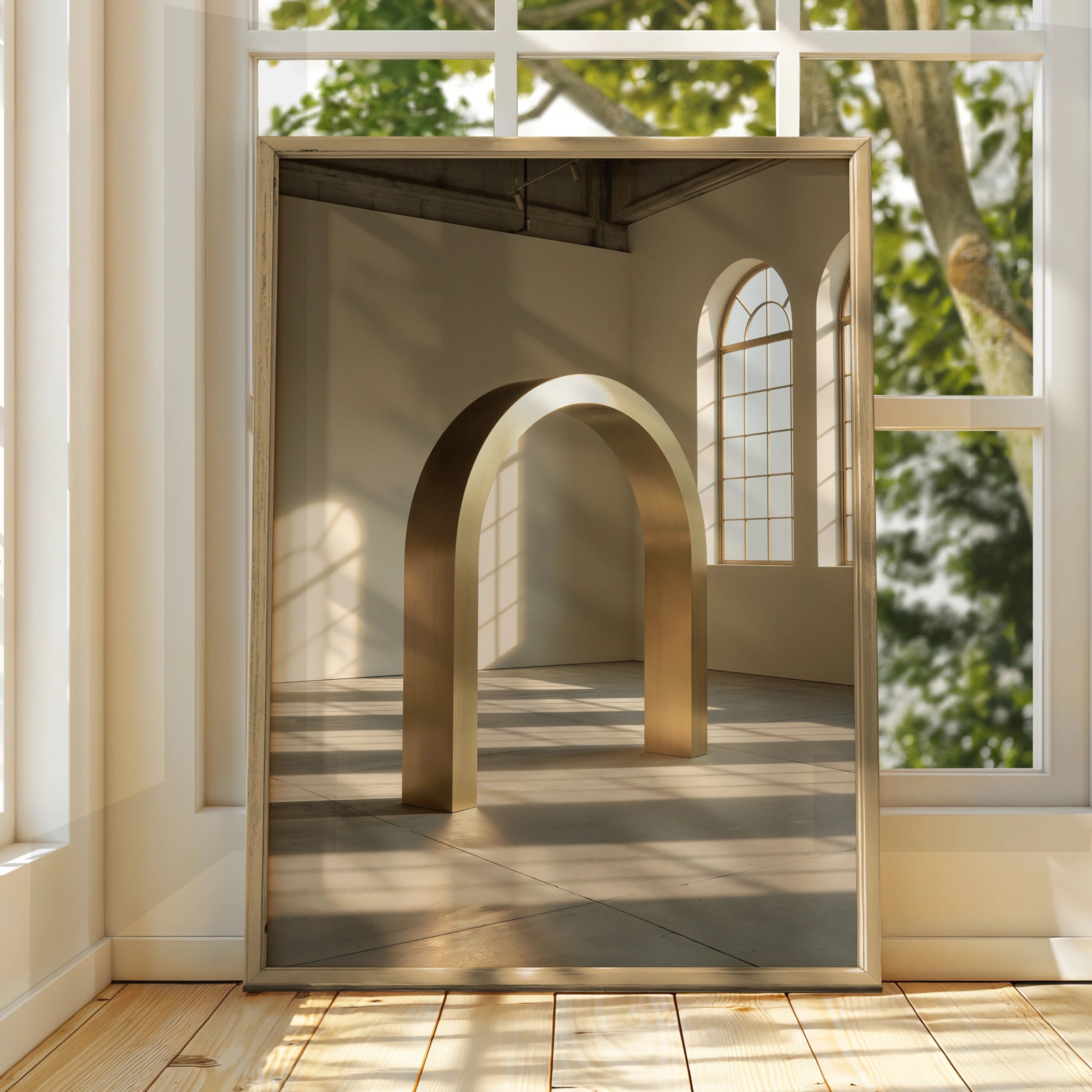 Gold Arch Architecture Poster, Minimalist Wall Art, Modern Interior Print