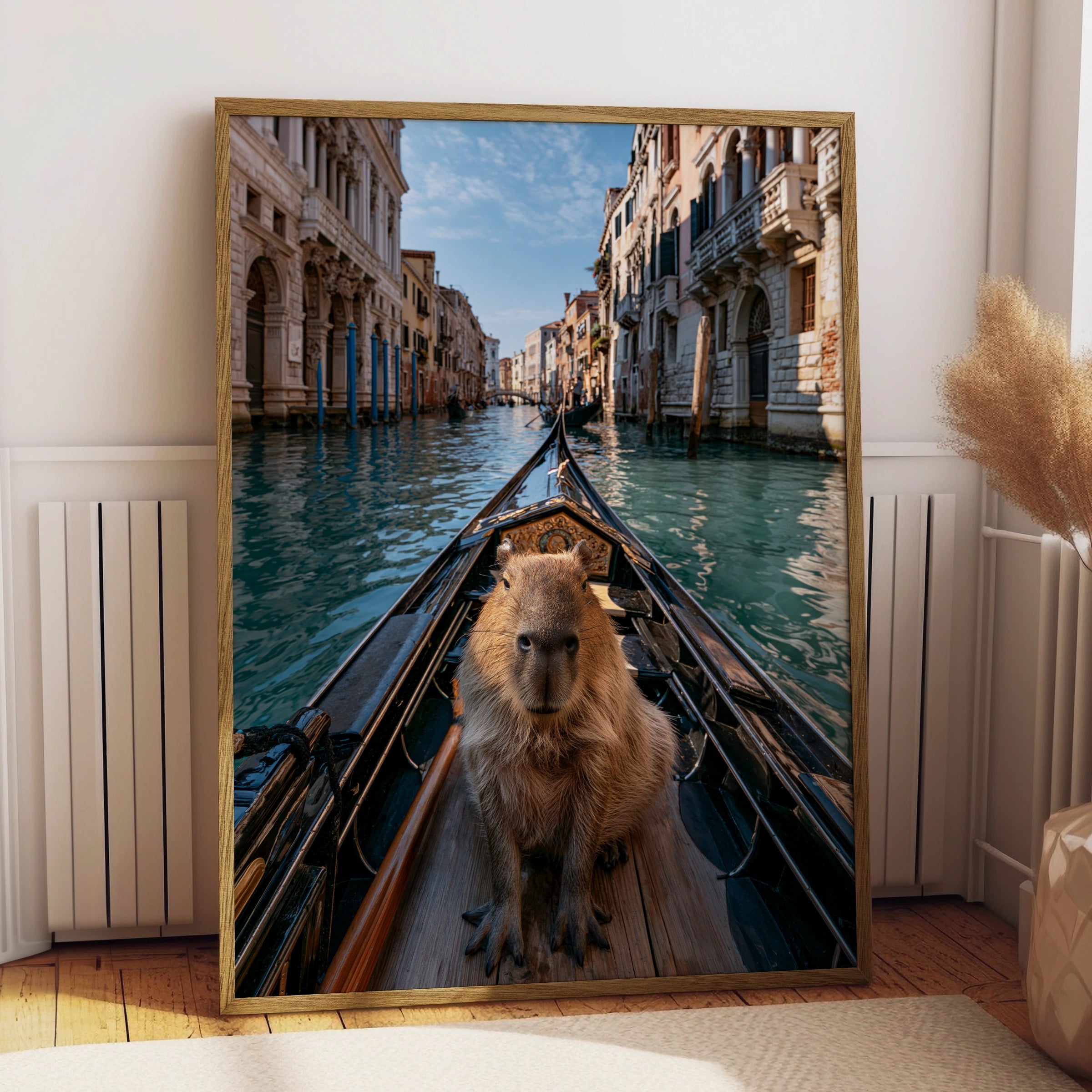 Capybara Venice Canal Poster, Gondola Wall Art, Funny Animal Print