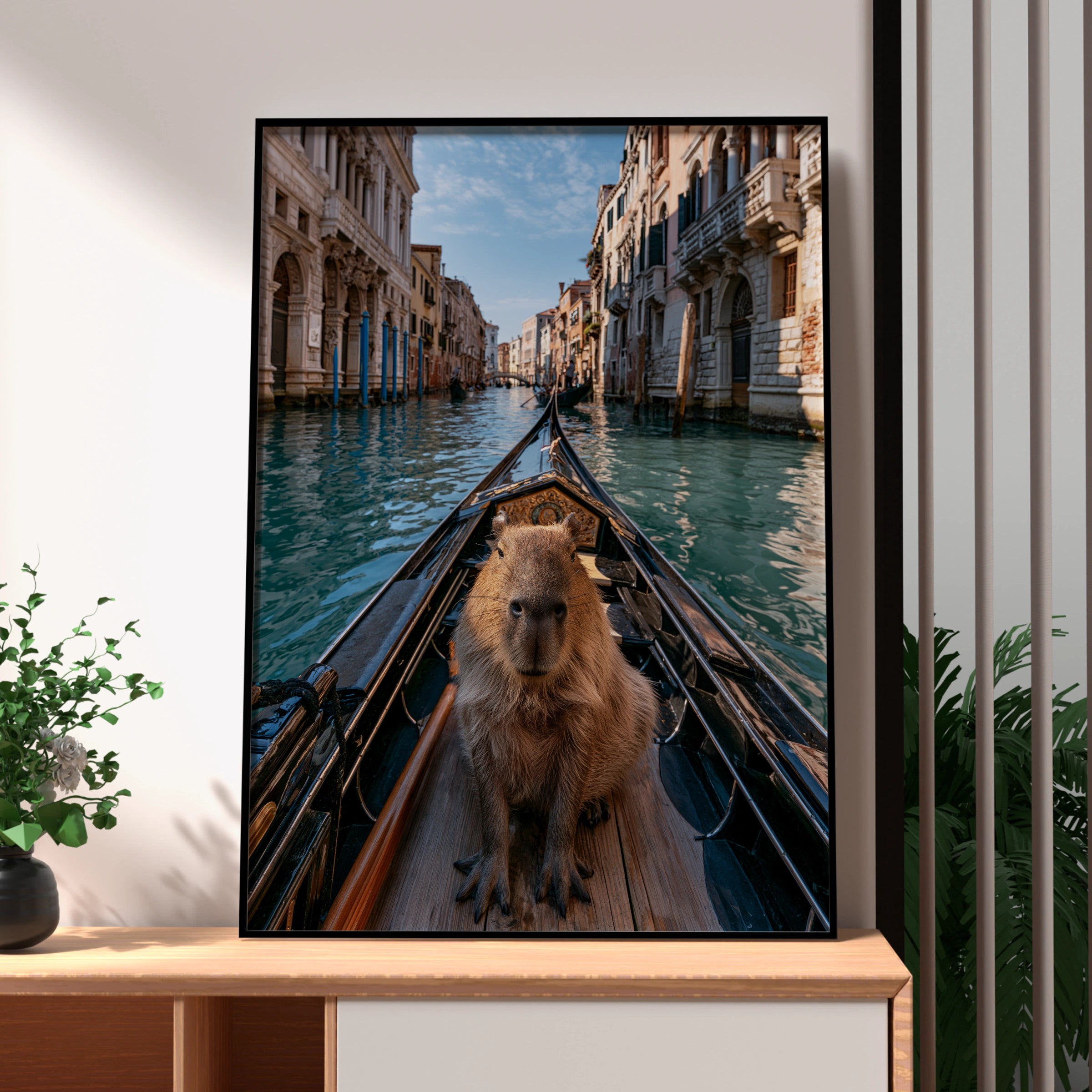 Capybara Venice Canal Poster, Gondola Wall Art, Funny Animal Print