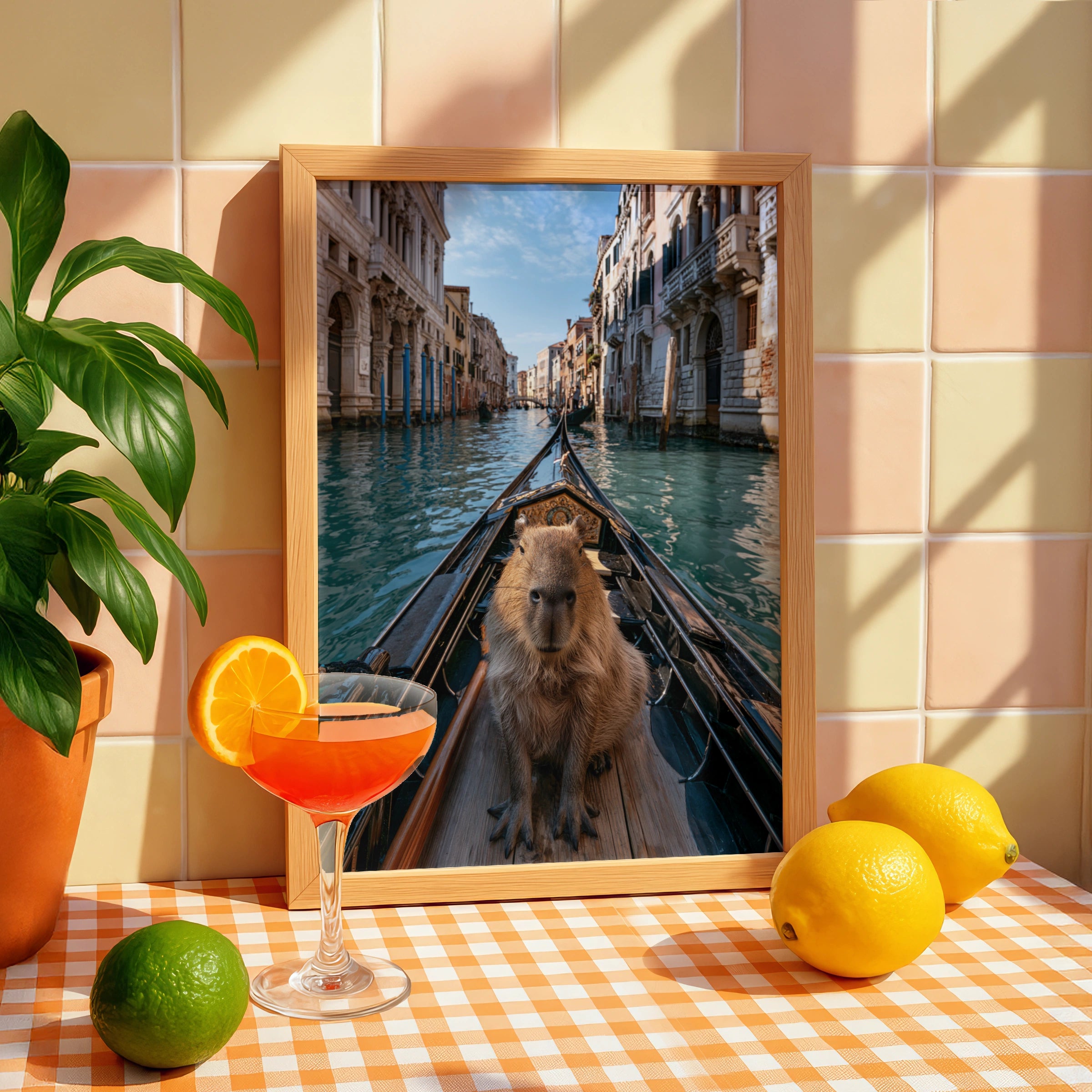 Capybara Venice Canal Poster, Gondola Wall Art, Funny Animal Print