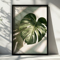 Monstera Leaf Shadow Botanical Poster, Tropical Plant Wall Art, Minimalist