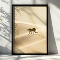 Cheetah Desert Sand Dunes Poster, African Wildlife Wall Art, Minimalist Print