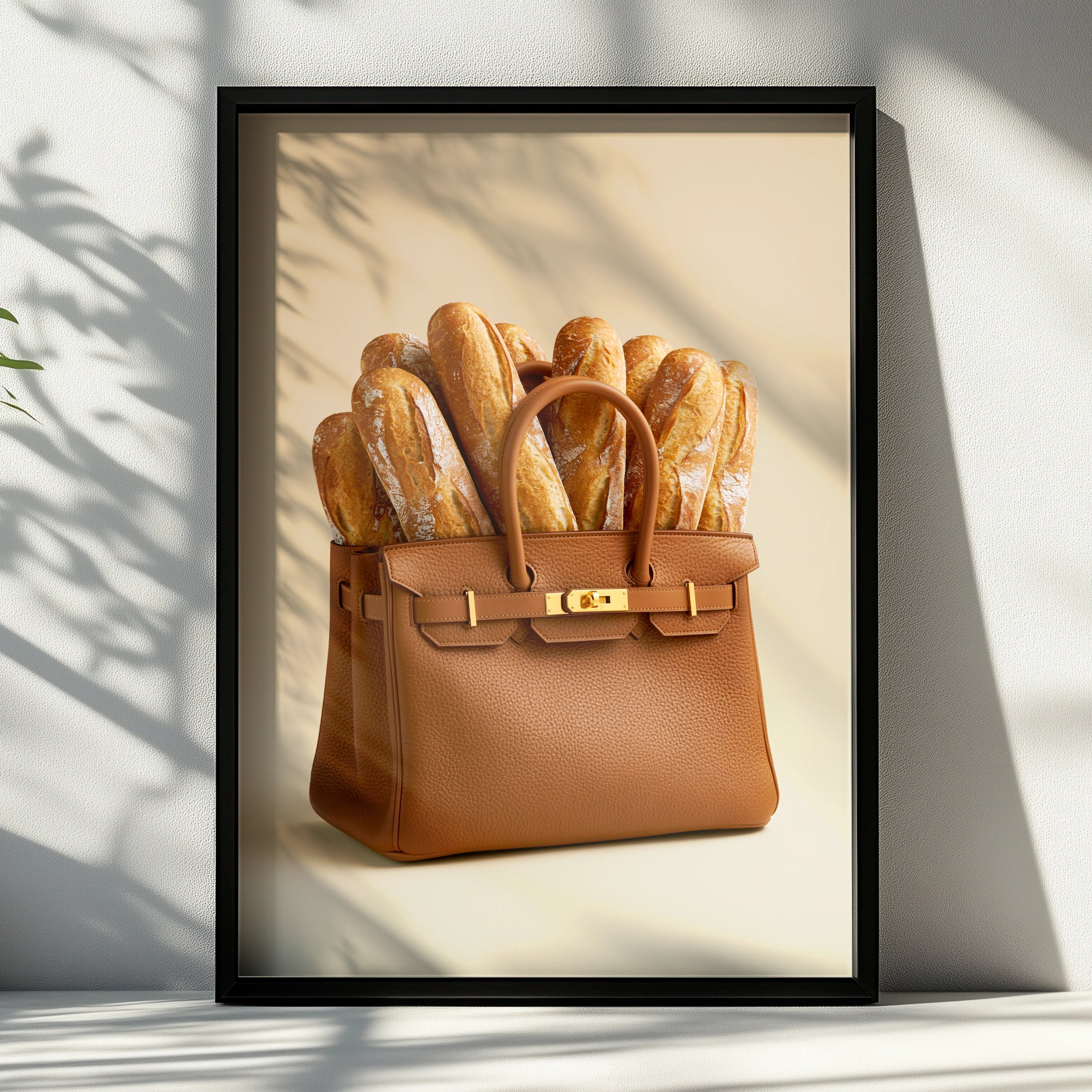 Baguette Bag Poster, Luxury Handbag French Bread Art Print, Funny Fashion Wall Art