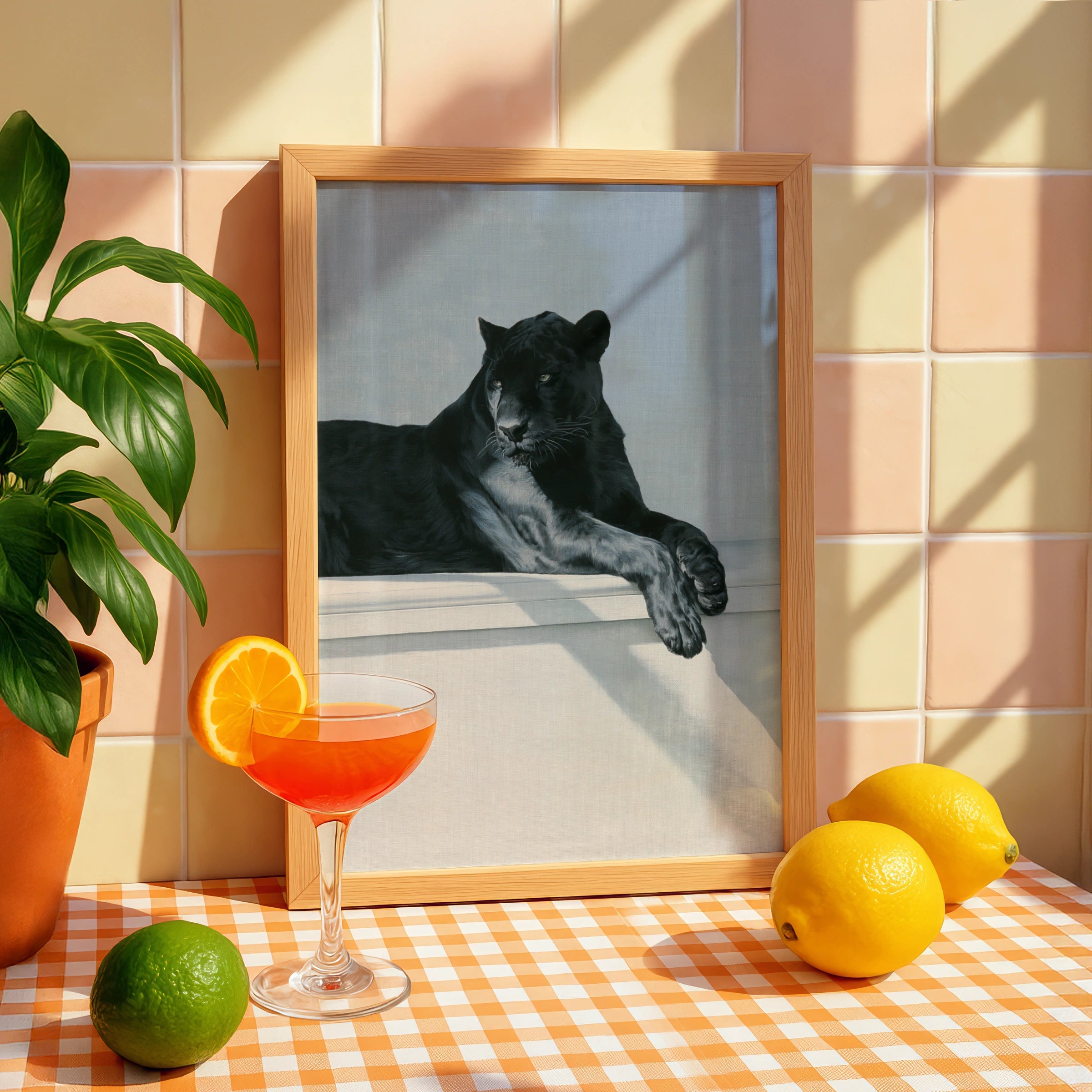 Black Panther Relaxing Poster, Wild Cat Wall Art, Realistic Animal Print