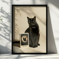 Black Cat Tarot Card Poster, The Moon Print, Mystical Wall Art