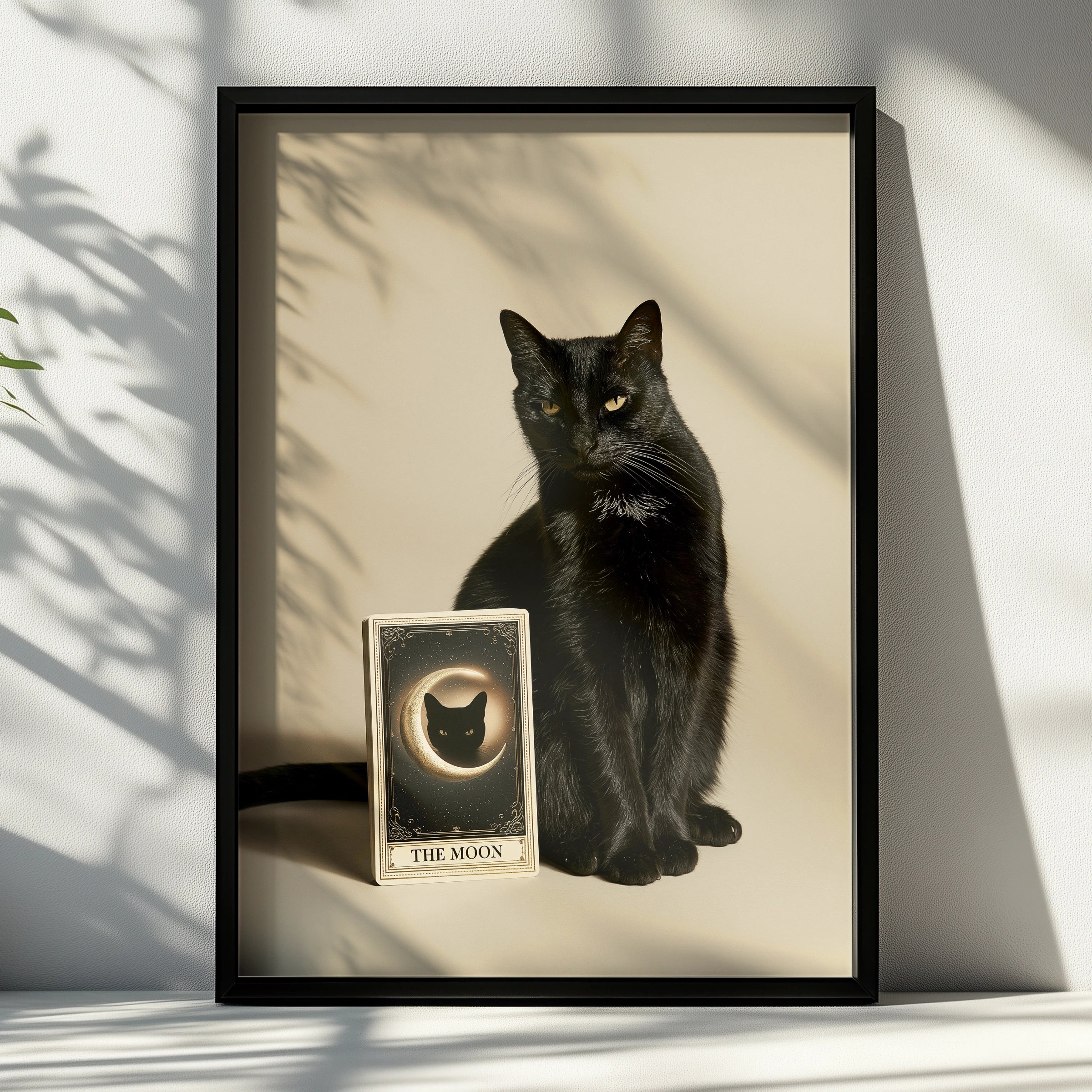 Black Cat Tarot Card Poster, The Moon Print, Mystical Wall Art