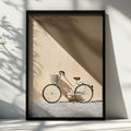 Vintage Bicycle Sun Shadow Wall Art Poster, Minimalist Beige Photography Print