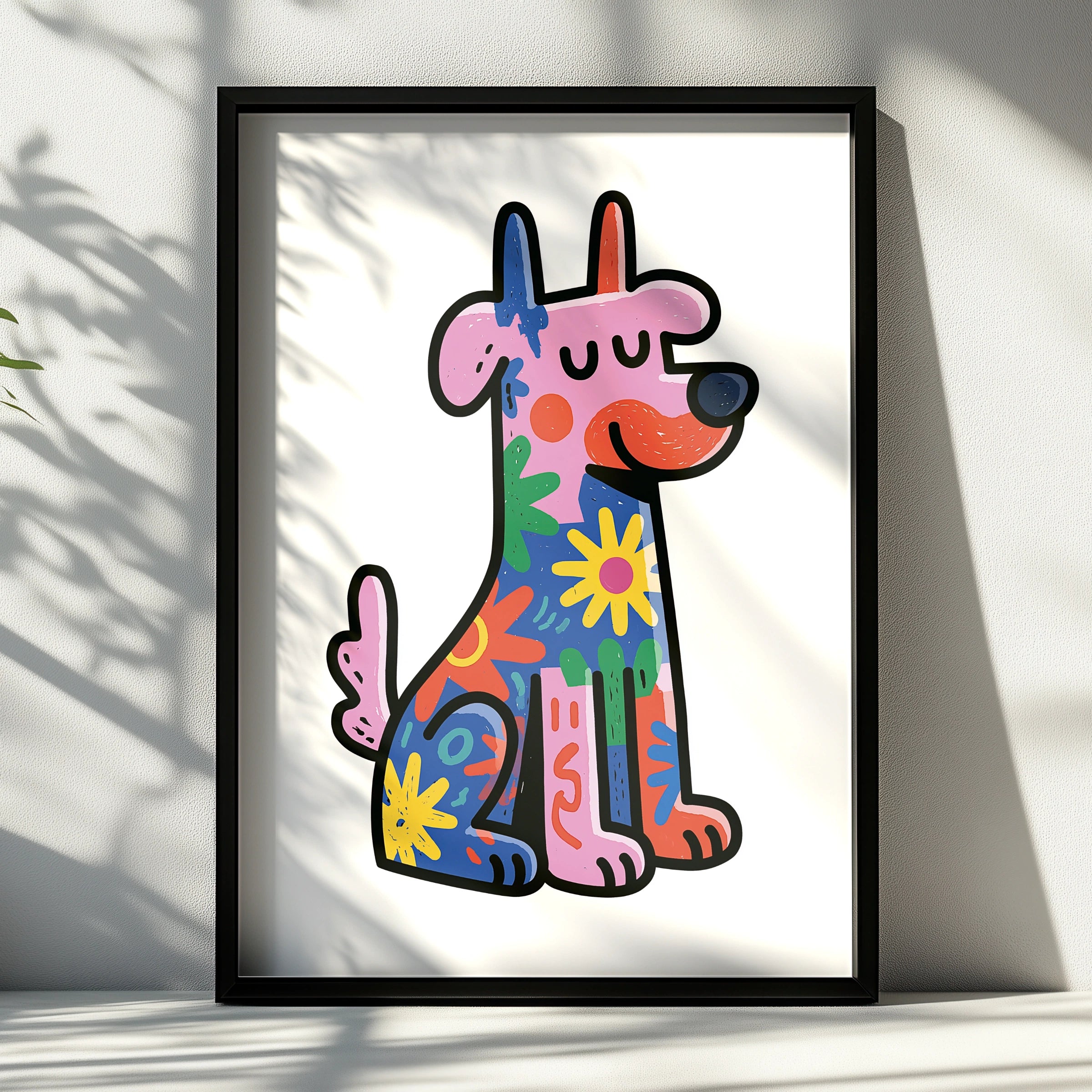 Colourful Trippy Dog Poster, Bold Pop Art Print, Psychedelic Pet Wall Art