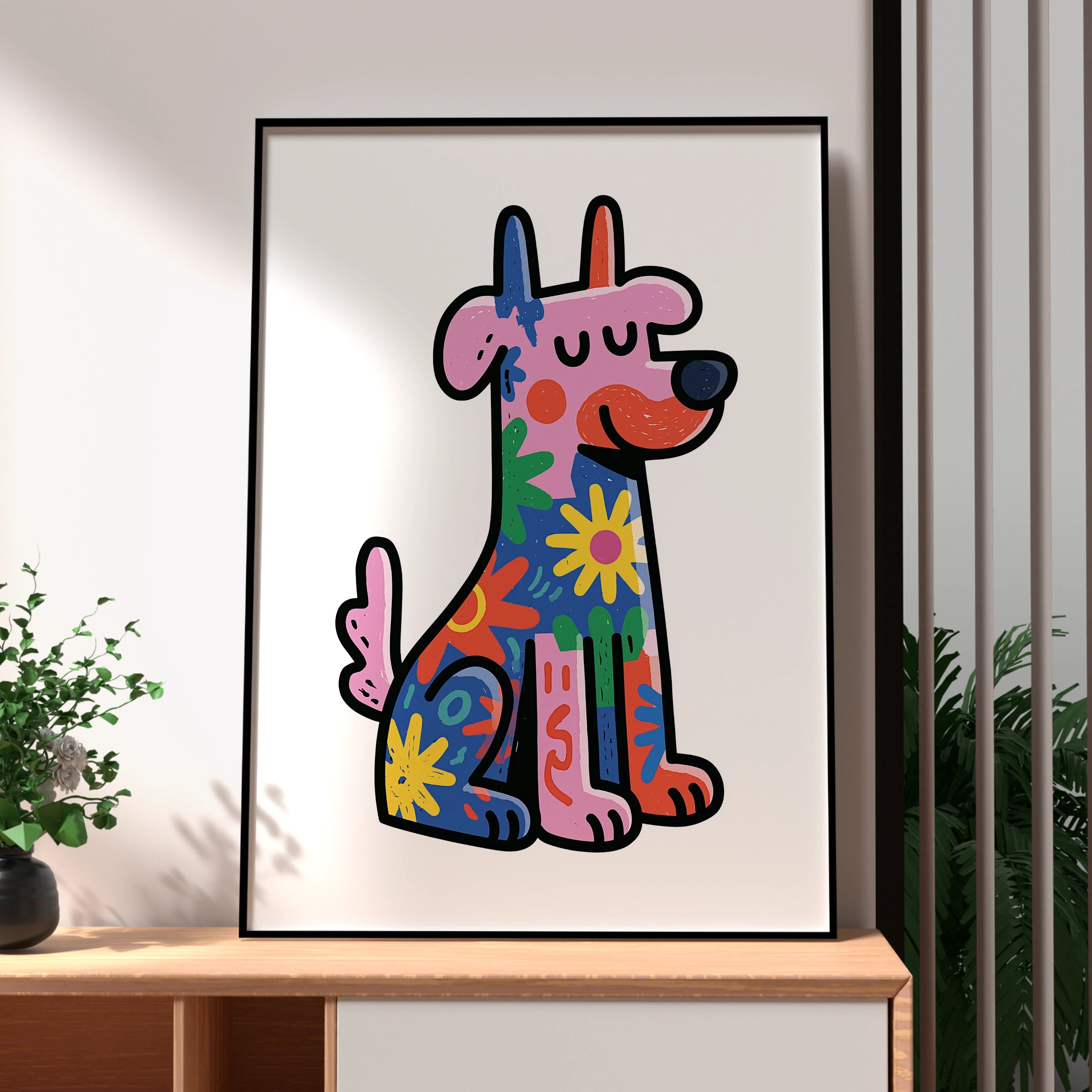 Colourful Trippy Dog Poster, Bold Pop Art Print, Psychedelic Pet Wall Art