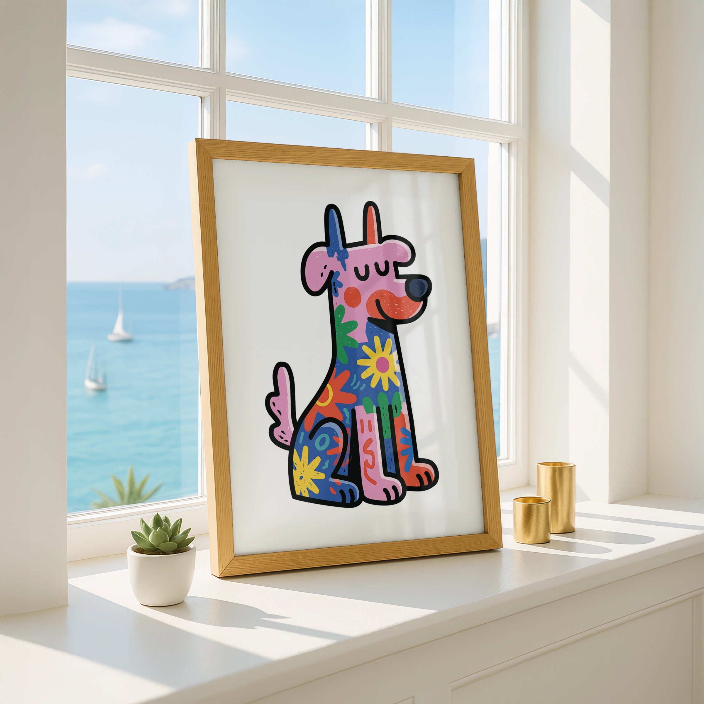Colourful Trippy Dog Poster, Bold Pop Art Print, Psychedelic Pet Wall Art