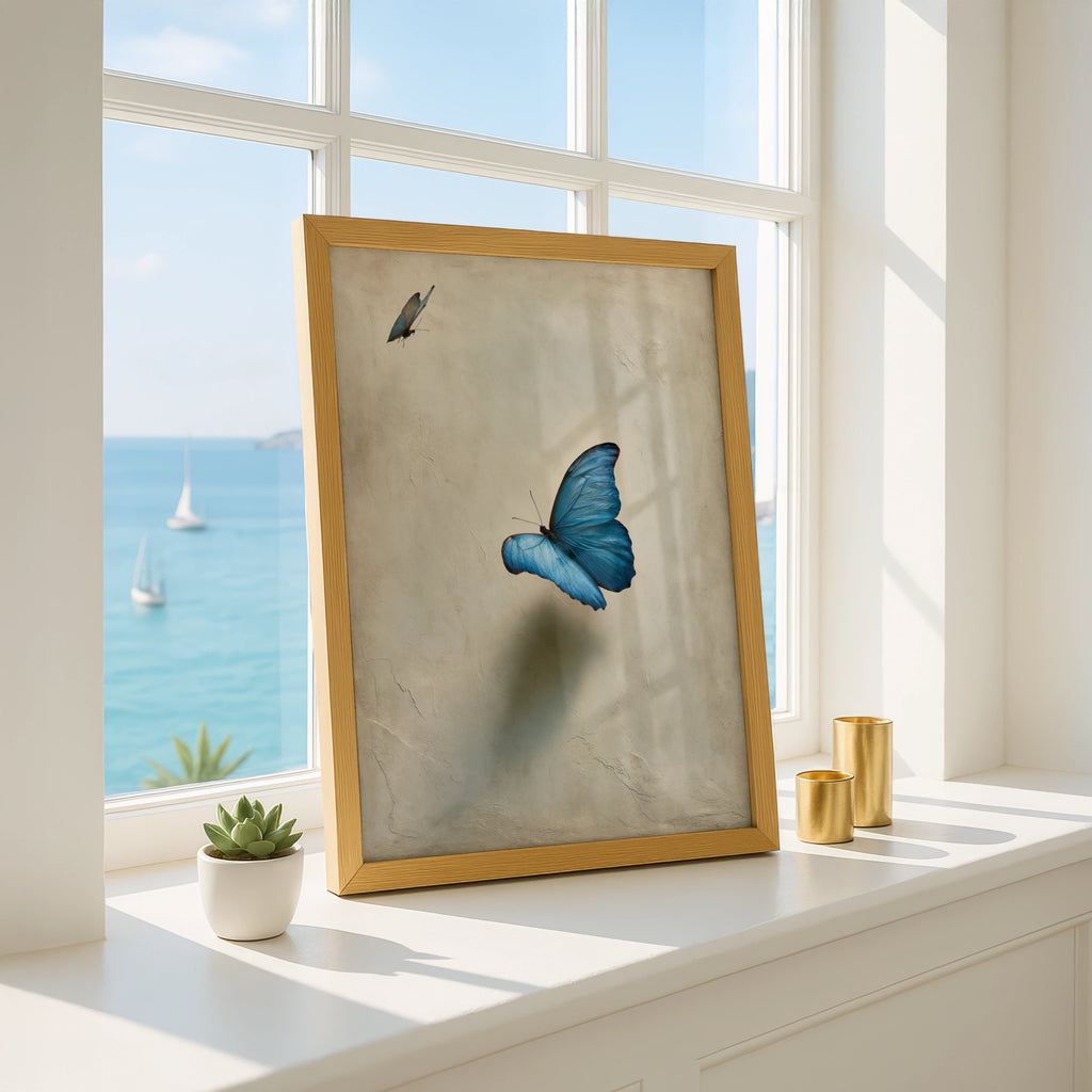 Blue Morpho Butterfly Wall Art Poster, Elegant Nature Print