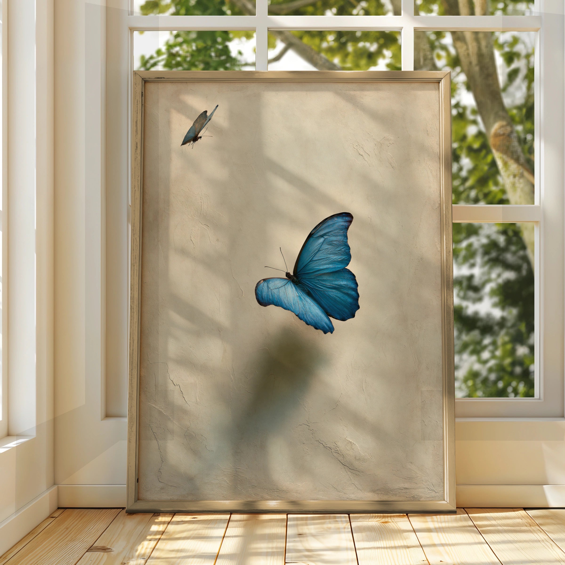 Blue Morpho Butterfly Wall Art Poster, Elegant Nature Print