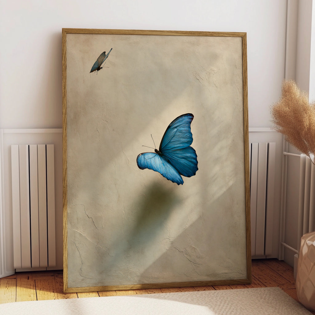 Blue Morpho Butterfly Wall Art Poster, Elegant Nature Print