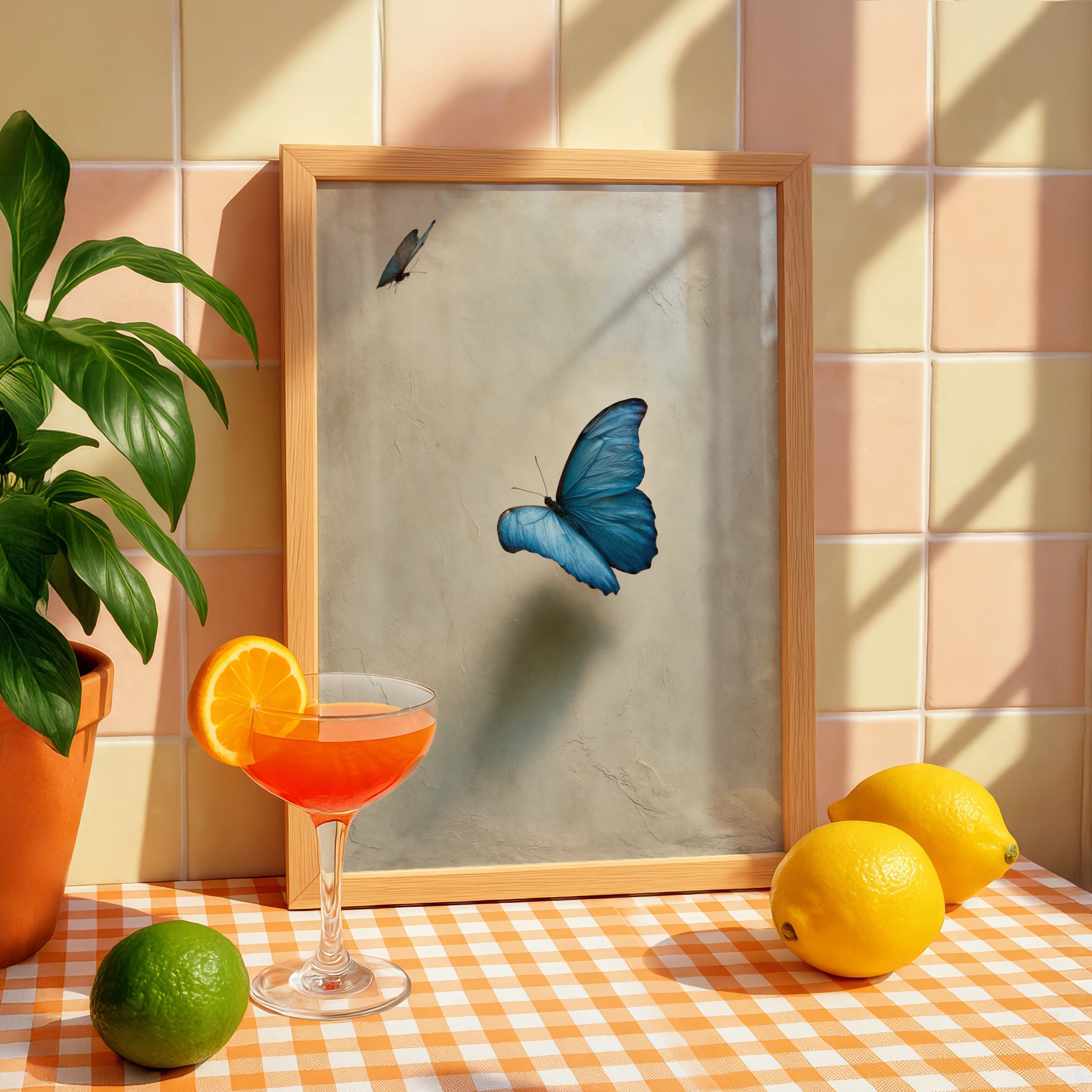 Blue Morpho Butterfly Wall Art Poster, Elegant Nature Print