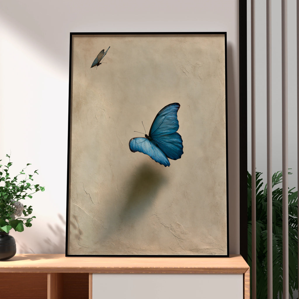 Blue Morpho Butterfly Wall Art Poster, Elegant Nature Print