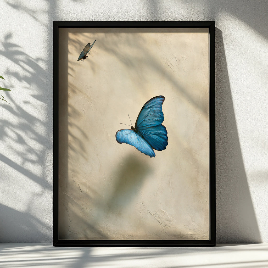 Blue Morpho Butterfly Wall Art Poster, Elegant Nature Print