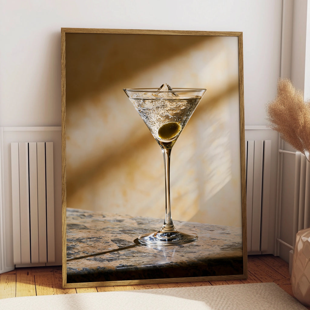 Martini Cocktail Print, Olive Glass Wall Art, Bar Photography Poster