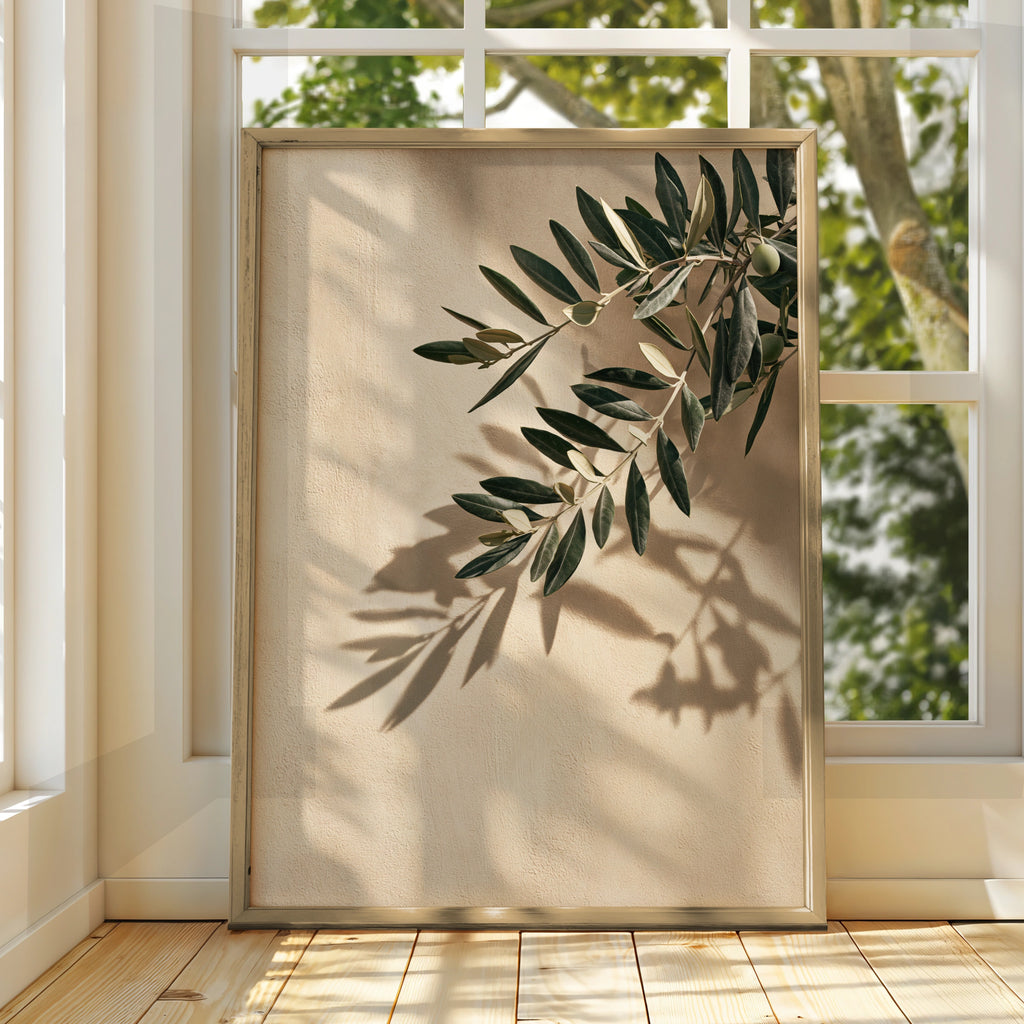 Olive Branch Wall Art Poster, Botanical Print, Minimalist Nature Photography