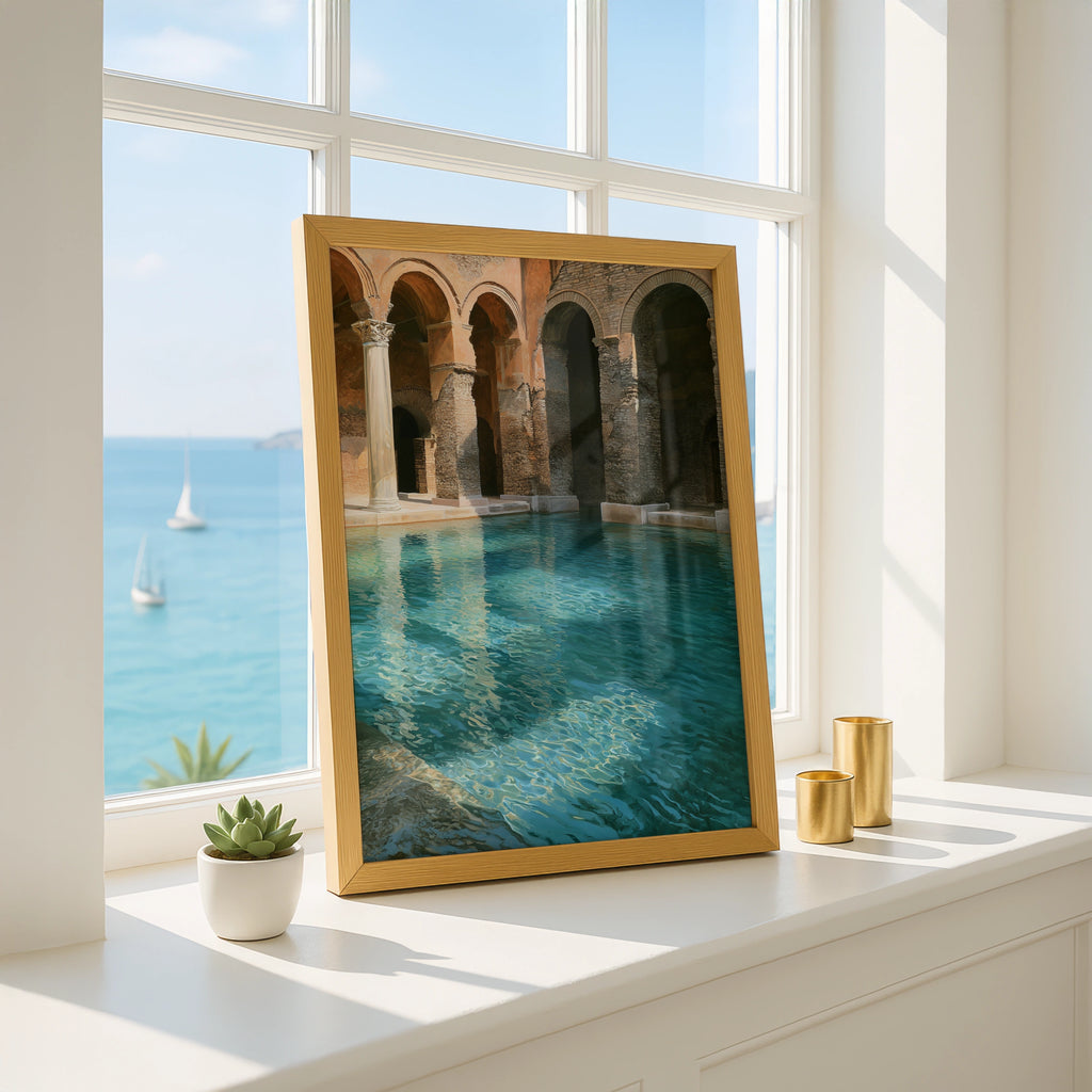 Roman Frigidarium Pool Print, Ancient Baths Wall Art, Classical Architecture Poster
