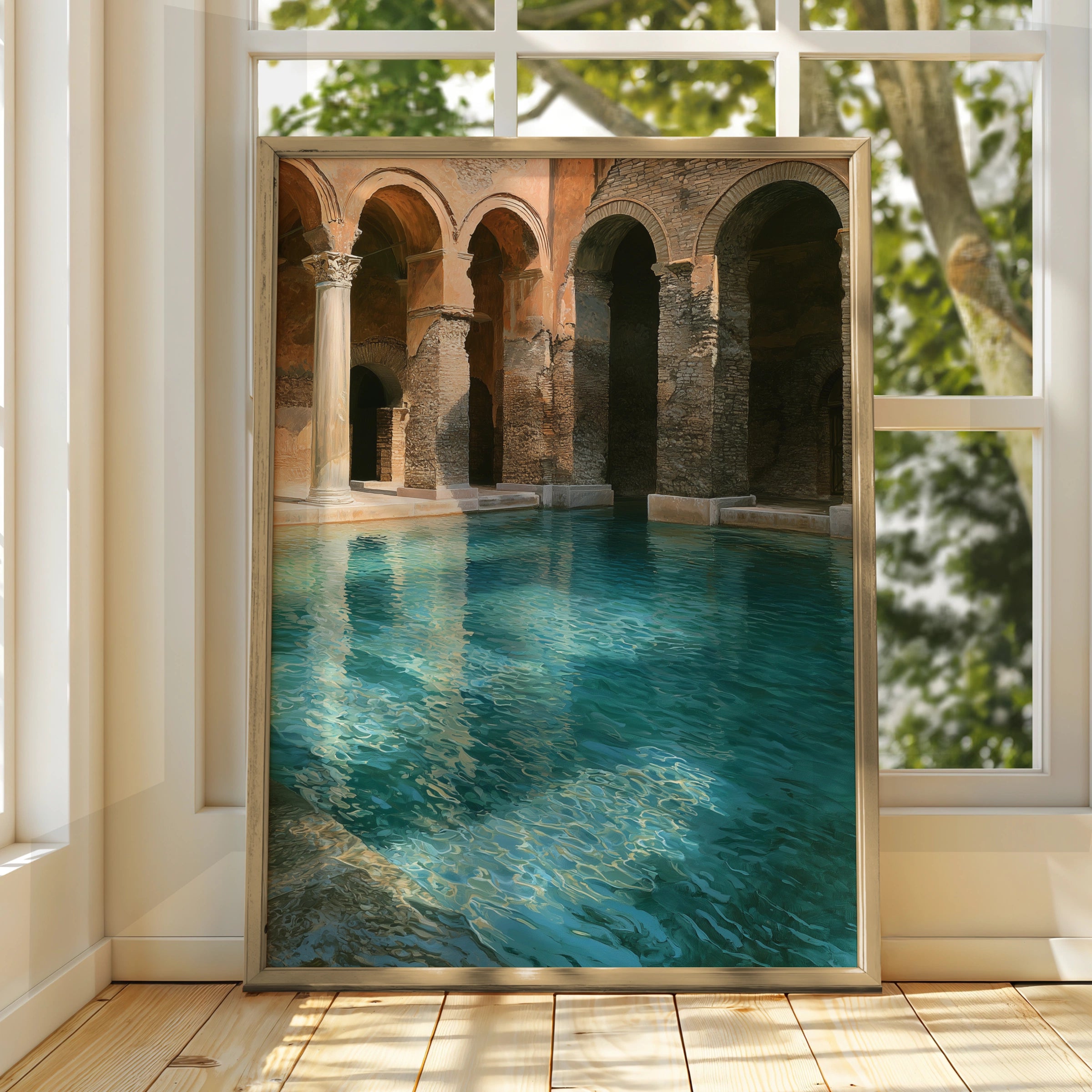 Roman Frigidarium Pool Print, Ancient Baths Wall Art, Classical Architecture Poster