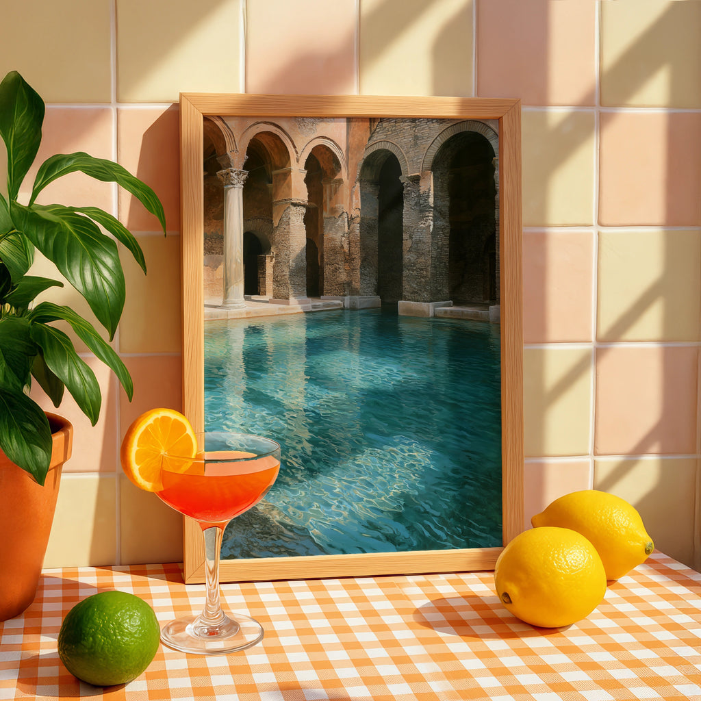 Roman Frigidarium Pool Print, Ancient Baths Wall Art, Classical Architecture Poster