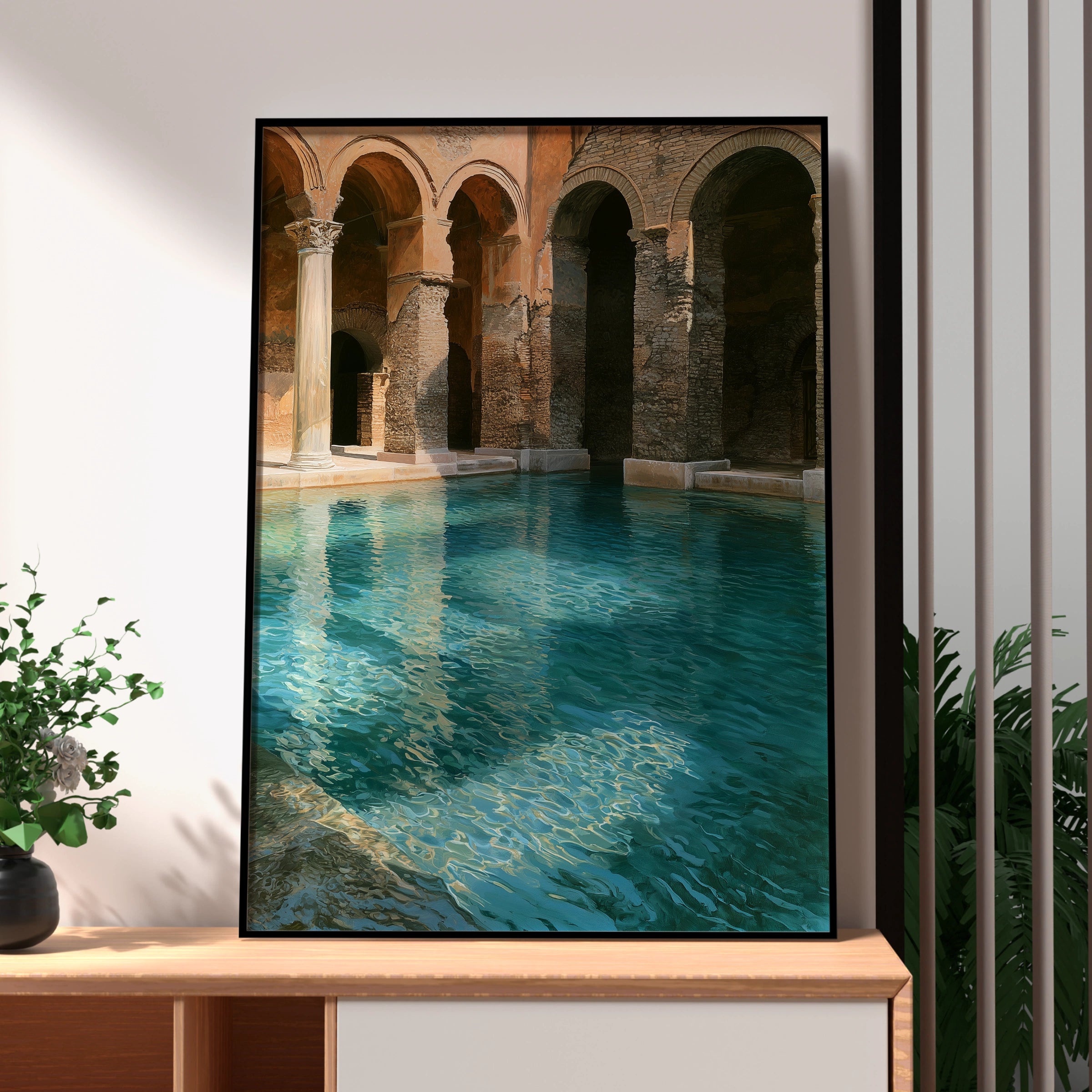 Roman Frigidarium Pool Print, Ancient Baths Wall Art, Classical Architecture Poster