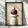 Fig on Marble Pedestal Wall Art Poster, Still Life Print, Minimalist Kitchen