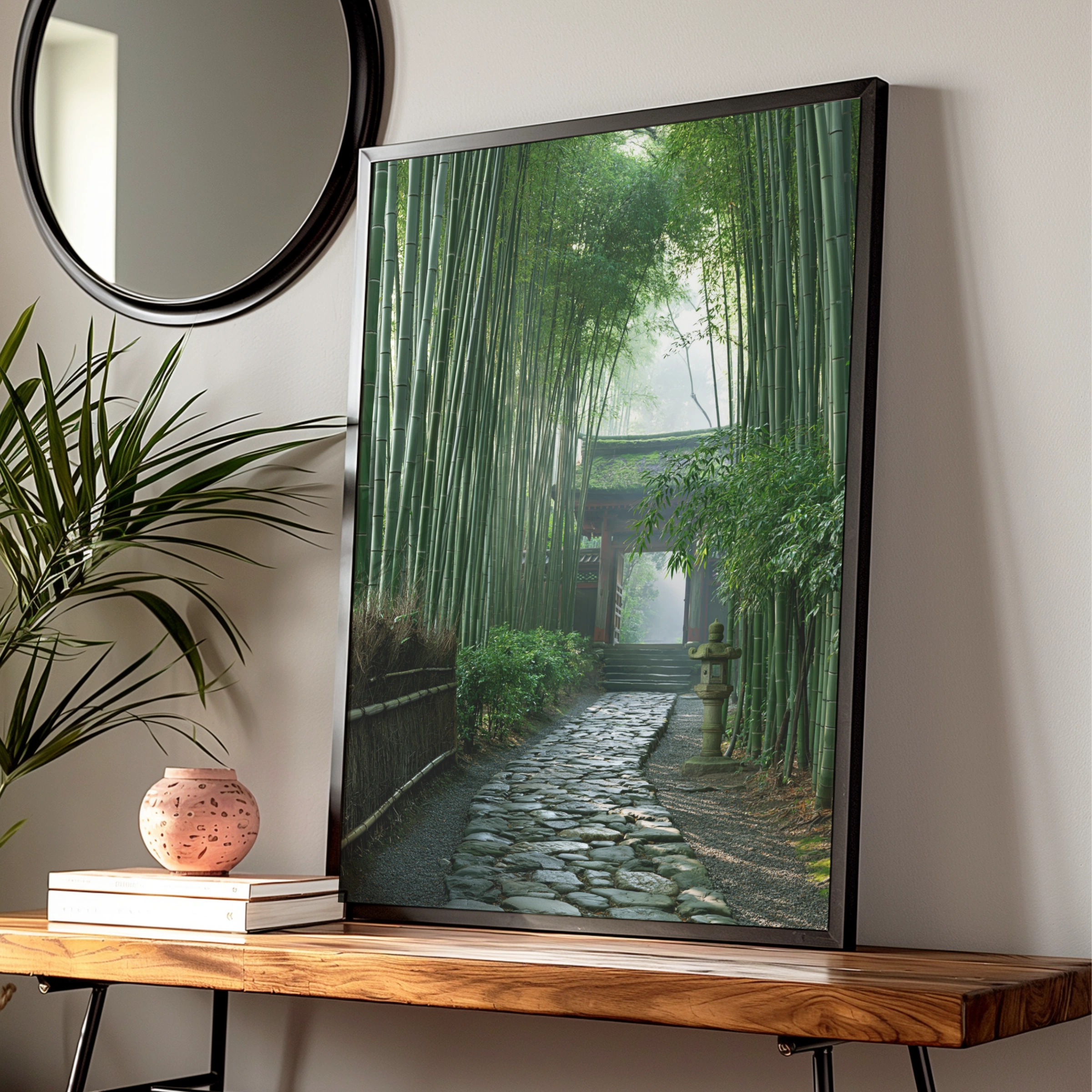 Kyoto Bamboo Forest Poster, Japanese Temple Path, Zen Nature Print