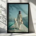 Woman & Great Dane Dog Lakeside Poster, Elegant Fashion Wall Art Print