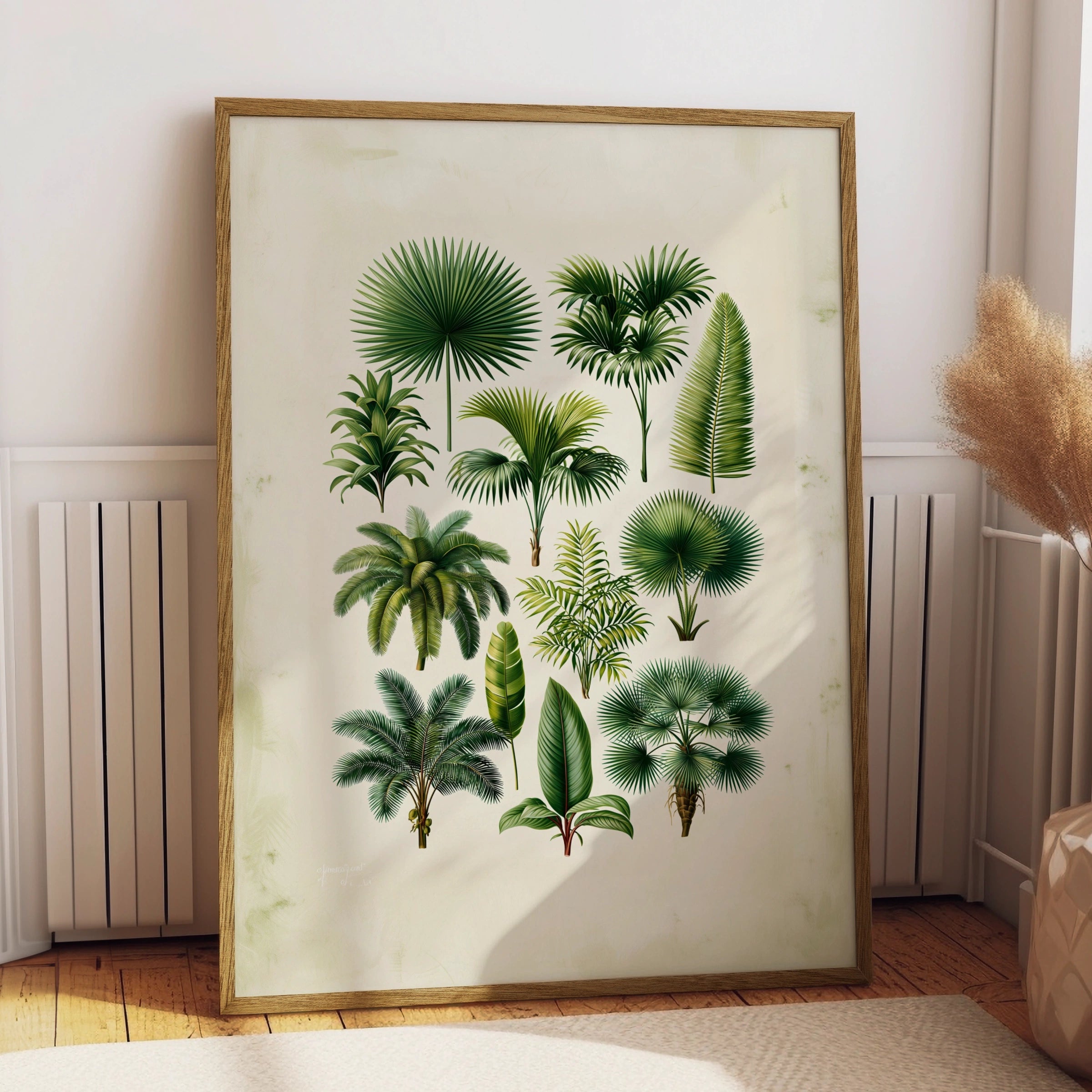 Palm Botanical Print, Tropical Leaf Poster, Vintage Green Wall Art