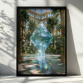 Crystal Giant Greenhouse Poster, Floating Gem Abstract Art Print, Surreal Botanical