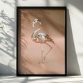 Chrome Flamingo Poster, Metallic Rose Gold Bird Print, Modern Art