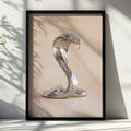 Chrome Cobra Snake Poster, Silver Metallic Wall Art, Modern Animal Print