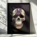 Amethyst Crystal Skull Poster, Purple Gemstone Wall Art, Dark Gothic Print